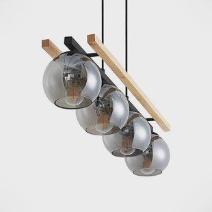 Lindby - Philika Hanglamp Smoke/Wood/Black