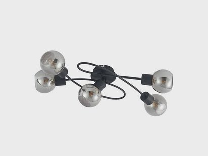 Lindby - Elaina 5 Plafondlamp Black/Smoke