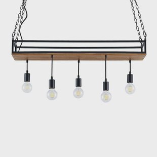 Lindby - Kirista 5 Hanglamp Wood/Black