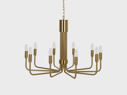 Lindby - Elanova 10 Kroonluchter Brass