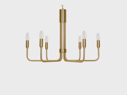 Lindby - Elanova 6 Kroonluchter Brass