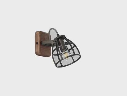 Rutger Wandlamp Wood/Black - Lindby - Woonkamer - Vintage / Retro - Metaal - 1 lamp