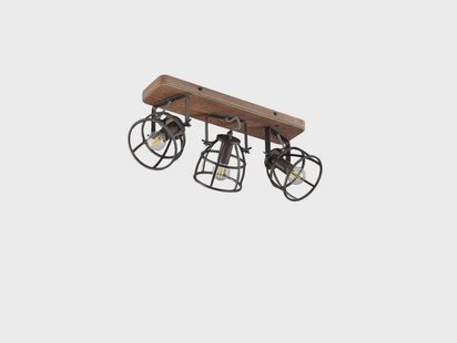 Lindby - Rutger 3 Plafondlamp Wood/Black