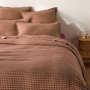 Dekbedovertrek in gewassen linnen Acélie Bordeaux