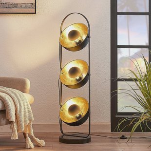 Muriel 3 Vloerlamp Black/Gold Lindby - Woonkamer - Modern - Metaal - Meerdere lampen