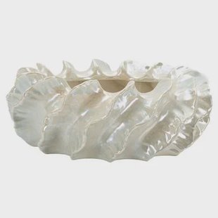 Parelmoerkleurige keramische vaas ø 43x16 cm