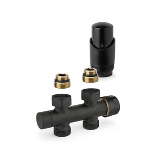 Onderblok Radiator Set Plieger Valvola Design Recht Zwart