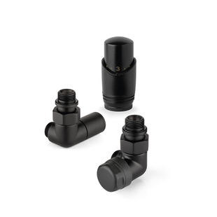 Aansluitset Dubbele Zijaansluiting Radiator Plieger Valvola Haaks Zwart