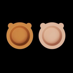 Liewood Peony bord met zuignap Ø16 cm 2-delig Mustard-tuscany rose mix