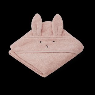 Liewood Albert badcape handdoek met capuchon 70x70 cm Rabbit rose