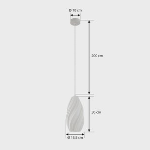 Lindby hanglamp Nuvia, Ø 15,5 cm, wit, 3D-print