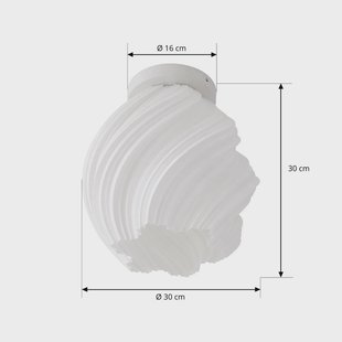 Lindby plafondlamp Nuvia, hoogte 32 cm, wit, 3D-print