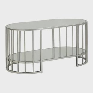 Salontafel in zilverkleurig metaal en glas cm 90x50x45