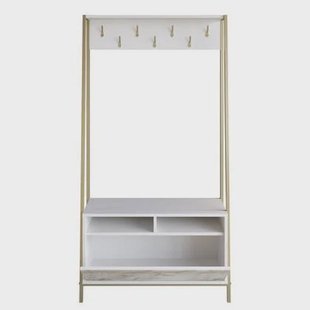 Giga Meubel - Garderobemeubel Goud|Wit Hout - 94x35,3x180cm - Devin