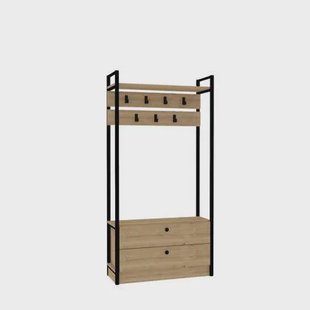 Giga Meubel - Garderobemeubel Naturel Hout - 90x33x180cm - Manolya