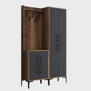 Giga Meubel - Garderobemeubel Walnoot|Antraciet Hout - 200cm - Berlin