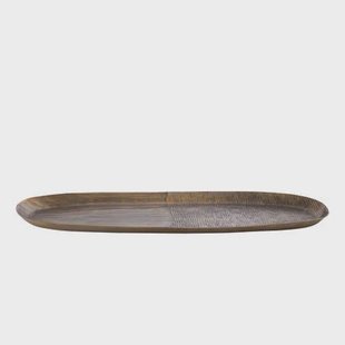 PTMD Jowad Antique Gold Alu Sheet Bowl Ribbed Oval L PTMD Jowad Antique Gold Alu Sheet Bowl Ribbed Oval L