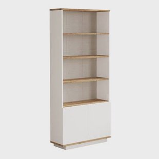 Giga Meubel - Boekenkast Wit|Naturel Hout - 75x27x168,3cm - Fethiye