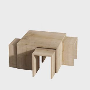 Giga Meubel - Salontafel Naturel - Set Van 5 - 60x60x37cm - Ortanca