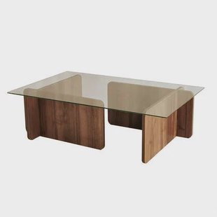 Giga Meubel - Salontafel Glas|Walnoot - 105x65x30cm - Escape