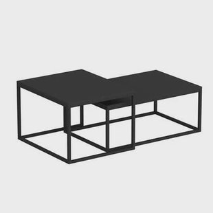Giga Meubel - Salontafel Zwart Metaal - Set Van 2 - 60x47x45cm - Leka