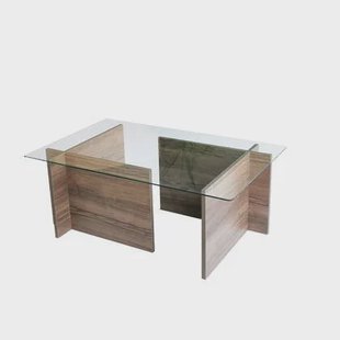 Giga Meubel - Salontafel Glas|Walnoot - 105x65x40cm - New Escape