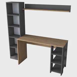Giga Meubel - Bureau Walnoot|Antraciet Hout - 160x45x161,8cm - Fakili