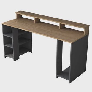 Giga Meubel - Bureau Walnoot|Antraciet Hout - 160x55x89,5cm - Aktas