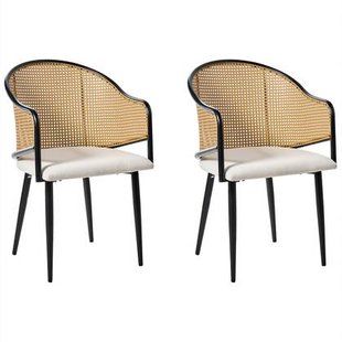 Beliani-WEIMAR-Eetkamerstoel set van 2-Zwart|Gebroken wit-Polyester Beliani-WEIMAR-Eetkamerstoel set van 2-Zwart|Gebroken wit-Polyester
