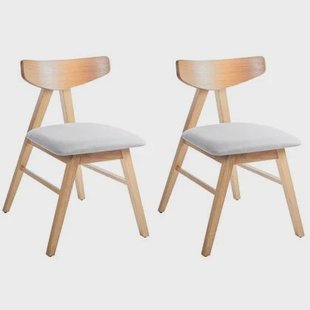 Beliani-LACOTA-Eetkamerstoelen set 2-Lichtbruin|Lichtgrijs-Rubberhout