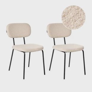 Beliani - ADAIR - Eetkamerstoel set van 2 - Beige - Bouclé