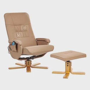Beliani-RELAXPRO-Relaxfauteuil met voetenbank-Lichtbruin-Kunstleer