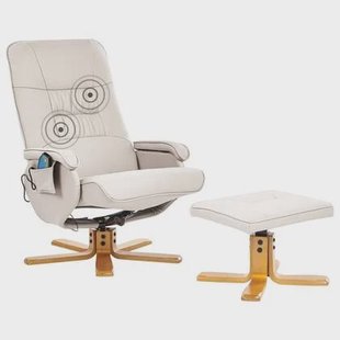 Beliani-RELAXPRO-Relaxfauteuil met voetenbank-Lichtbeige-Kunstleer