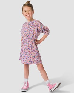 HEMA Kinderjurk rib bloemen lavendel (lavendel)