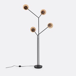 Voetlamp in smeedijzer en amberkleurig glas, Palma