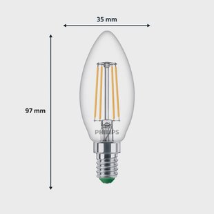 Philips LED lamp E14 B35 2,3W 485lm 2700K filament 3-pack