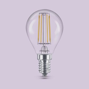 Philips LED lamp E14 P45 4,3W 470lm 2700K filament 3-pack