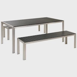 Beliani - NARDO - Tuinset voor 6 - Zwart - Kunsthout Beliani - NARDO - Tuinset voor 6 - Zwart - Kunsthout