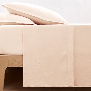 Effen plat laken in gewassen linnen, Linot