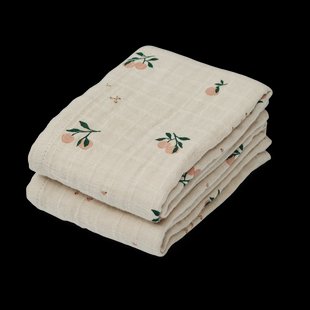 Liewood Lewis mousseline deken 2-pack 65x65 cm Peach-Sea shell mix