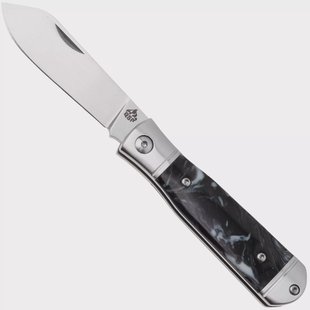 QSP Knife Jumping Jack QS167-C Satin 14C28N, Black White Resin, zakmes
