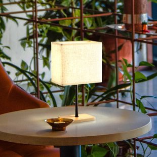 FISCHER & HONSEL Bolzano tafellamp, beige, linnen, 30 cm hoog, E14
