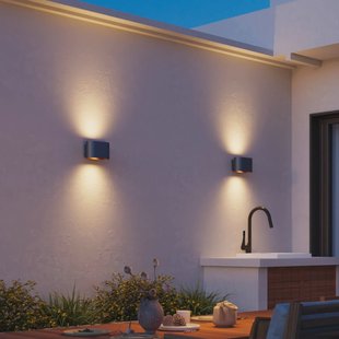 Calex LED buiten wandlamp Potenza up/down, IP44, zwart/goud