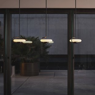 kdln LED hanglamp TRATTO, zwart, Ø 27 cm, metaal/glas