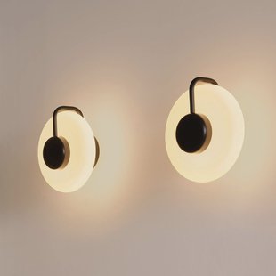 kdln LED wandlamp TRATTO, zwart, Ø 27 cm, metaal/glas