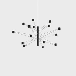 kdln LED hanglamp POLAR 15.2, Ø 93 cm, zwart 15-lamps dimbaar