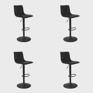 Bronx71 Velvet barkruk Frenkie zwart 59-76 cm - Barkrukken set van 4