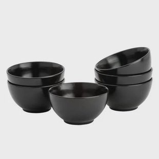 Lite-Body - Hermes Kom 16 cm | 500 ml - Set van 6 - Rond - Zwart ma