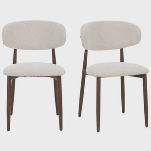 Celia - Eetkamerstoelen Beige Walnoot Set van 2