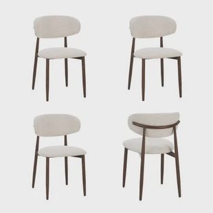 Celia - Eetkamerstoelen Beige Walnoot Set van 4 stijlvol comfortabel